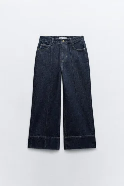 Hot JEANS Z1975 WIDE LEG CROPPED TIRO ALTO NERVIO FRONTAL Mujer Jeans