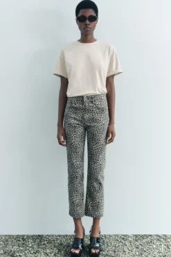Fashion JEANS ZW COLLECTION BOOTCUT TIRO ALTO CROPPED ESTAMPADO Mujer Jeans