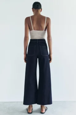 Hot JEANS ZW COLLECTION MARINE STRAIGHT TIRO ALTO BOLSILLOS Mujer Jeans