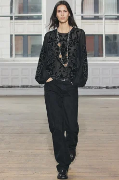 Online JEANS ZW COLLECTION RECTOS FLOCADOS TIRO MEDIO Mujer Jeans