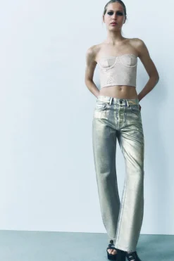 New JEANS ZW COLLECTION RELAXED TIRO MEDIO FOIL ZW COLLECTION Mujer Jeans