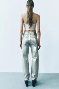 New JEANS ZW COLLECTION RELAXED TIRO MEDIO FOIL ZW COLLECTION Mujer Jeans