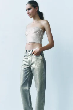 New JEANS ZW COLLECTION RELAXED TIRO MEDIO FOIL ZW COLLECTION Mujer Jeans