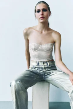 New JEANS ZW COLLECTION RELAXED TIRO MEDIO FOIL ZW COLLECTION Mujer Jeans