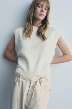 Online JERSEY CHALECO LISO CON LANA Y ALPACA Mujer Cárdigan / Jerséis|Punto