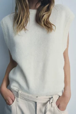 Online JERSEY CHALECO LISO CON LANA Y ALPACA Mujer Cárdigan / Jerséis|Punto