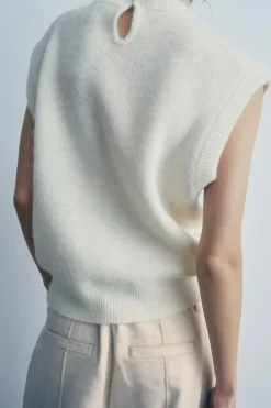 Online JERSEY CHALECO LISO CON LANA Y ALPACA Mujer Cárdigan / Jerséis|Punto