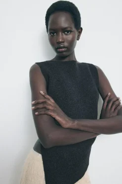 Hot JERSEY CHALECO PLIEGUE LATERAL CON LANA Mujer Cárdigan / Jerséis|Punto