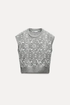 Hot JERSEY CHALECO PUNTO ABALORIOS Mujer Cárdigan / Jerséis|Punto