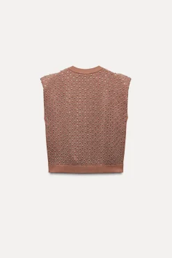 Clearance JERSEY CHALECO PUNTO ABALORIOS Mujer Cárdigan / Jerséis|Punto