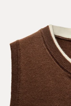 Clearance JERSEY CHALECO PUNTO ACABADOS COMBINADOS Mujer Cárdigan / Jerséis|Punto