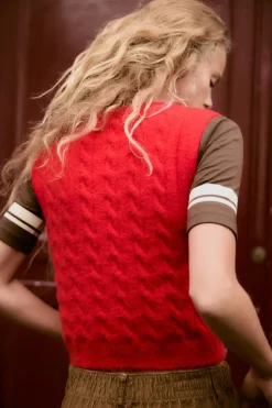 Hot JERSEY CHALECO PUNTO CABLES TACTO SUAVE Mujer Cárdigan / Jerséis|Punto