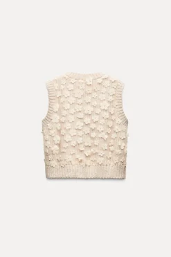 Online JERSEY CHALECO PUNTO COMBINADO FLORES Mujer Cárdigan / Jerséis|Punto