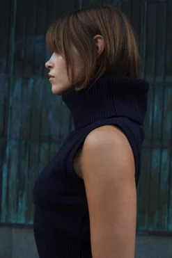 Discount JERSEY CHALECO PUNTO CUELLO SUBIDO Mujer Cárdigan / Jerséis|Punto