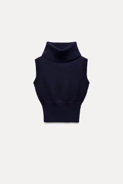 Discount JERSEY CHALECO PUNTO CUELLO SUBIDO Mujer Cárdigan / Jerséis|Punto