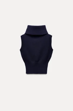 Discount JERSEY CHALECO PUNTO CUELLO SUBIDO Mujer Cárdigan / Jerséis|Punto