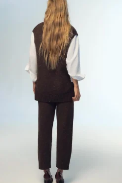 Hot JERSEY CHALECO PUNTO CUELLO PICO Mujer Cárdigan / Jerséis|Punto