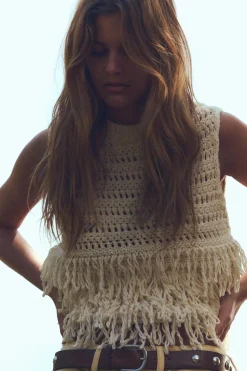 Sale JERSEY CHALECO PUNTO ESTRUCTURA FLECOS Mujer Cárdigan / Jerséis|Punto