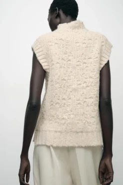 Outlet JERSEY CHALECO PUNTO ESTRUCTURA Mujer Cárdigan / Jerséis|Punto