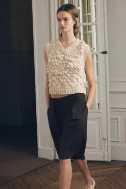 Fashion JERSEY CHALECO PUNTO ESTRUCTURA Mujer Cárdigan / Jerséis|Punto