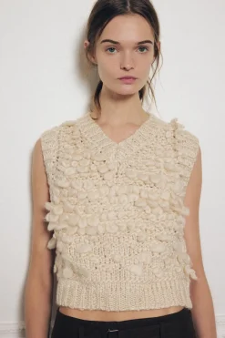 Fashion JERSEY CHALECO PUNTO ESTRUCTURA Mujer Cárdigan / Jerséis|Punto