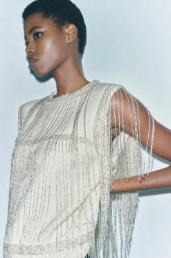 Outlet JERSEY CHALECO PUNTO FLECOS ABALORIOS Mujer Cárdigan / Jerséis|Punto