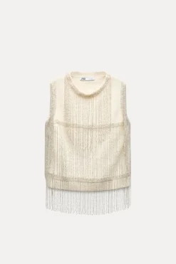 Outlet JERSEY CHALECO PUNTO FLECOS ABALORIOS Mujer Cárdigan / Jerséis|Punto