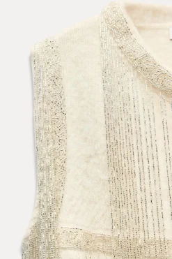 Outlet JERSEY CHALECO PUNTO FLECOS ABALORIOS Mujer Cárdigan / Jerséis|Punto