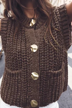 New JERSEY CHALECO PUNTO GRUESO Mujer Cárdigan / Jerséis|Punto