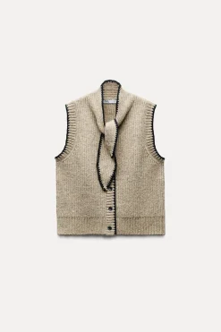 New JERSEY CHALECO PUNTO LAZO Mujer Cárdigan / Jerséis|Punto