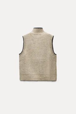 New JERSEY CHALECO PUNTO LAZO Mujer Cárdigan / Jerséis|Punto