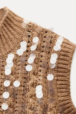 Clearance JERSEY CHALECO PUNTO LENTEJUELAS Mujer Cárdigan / Jerséis|Punto