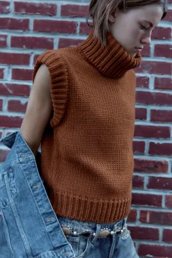 Best JERSEY CHALECO PUNTO LISO CUELLO SUBIDO Mujer Cárdigan / Jerséis|Punto