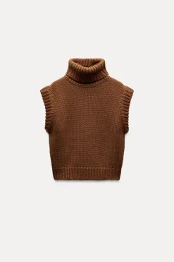 Best JERSEY CHALECO PUNTO LISO CUELLO SUBIDO Mujer Cárdigan / Jerséis|Punto