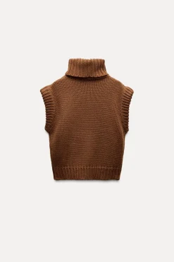 Best JERSEY CHALECO PUNTO LISO CUELLO SUBIDO Mujer Cárdigan / Jerséis|Punto