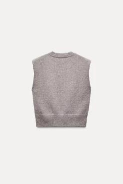 Outlet JERSEY CHALECO PUNTO LISO CON LANA Mujer Cárdigan / Jerséis|Punto