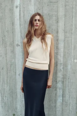 Fashion JERSEY CHALECO PUNTO LISO Mujer Cárdigan / Jerséis|Punto