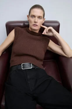 Fashion JERSEY CHALECO PUNTO LISO Mujer Cárdigan / Jerséis|Punto