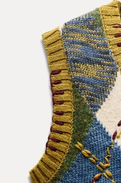 Best JERSEY CHALECO PUNTO ROMBOS Mujer Cárdigan / Jerséis|Punto