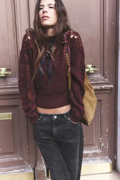 Sale JERSEY COMBINADO PUNTO CROCHET Mujer Cárdigan / Jerséis|Punto