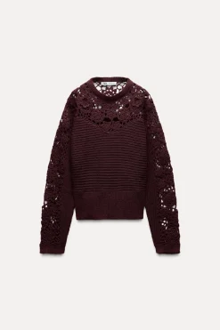 Sale JERSEY COMBINADO PUNTO CROCHET Mujer Cárdigan / Jerséis|Punto