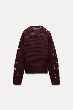 Sale JERSEY COMBINADO PUNTO CROCHET Mujer Cárdigan / Jerséis|Punto