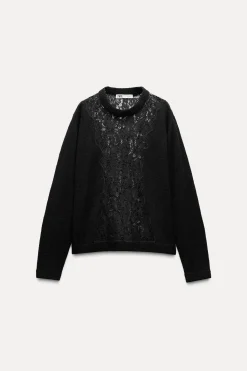 Sale JERSEY COMBINADO PUNTO ENCAJE Mujer Cárdigan / Jerséis|Punto