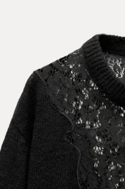 Sale JERSEY COMBINADO PUNTO ENCAJE Mujer Cárdigan / Jerséis|Punto