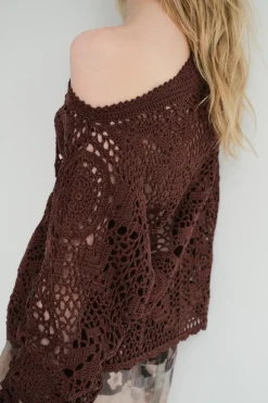 Online JERSEY CROCHET CUELLO ASIMÉTRICO Mujer Cárdigan / Jerséis|Punto