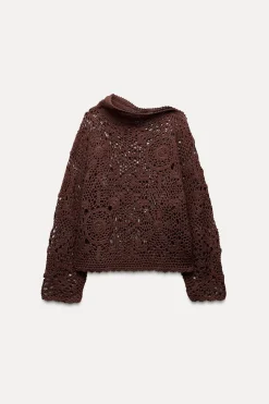 Online JERSEY CROCHET CUELLO ASIMÉTRICO Mujer Cárdigan / Jerséis|Punto