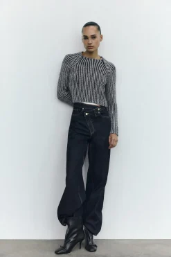 Outlet JERSEY CROP PUNTO CANALÉ Mujer Cárdigan / Jerséis|Punto