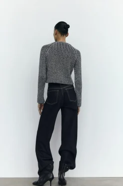 Outlet JERSEY CROP PUNTO CANALÉ Mujer Cárdigan / Jerséis|Punto