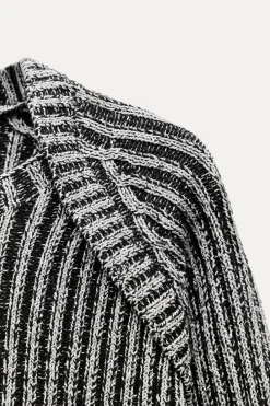 Outlet JERSEY CROP PUNTO CANALÉ Mujer Cárdigan / Jerséis|Punto