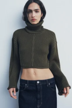 Discount JERSEY CROP PUNTO RIB Mujer Cárdigan / Jerséis|Punto